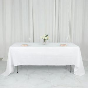 60 x 126 Inch Banquet Polyester Tablecloth - White