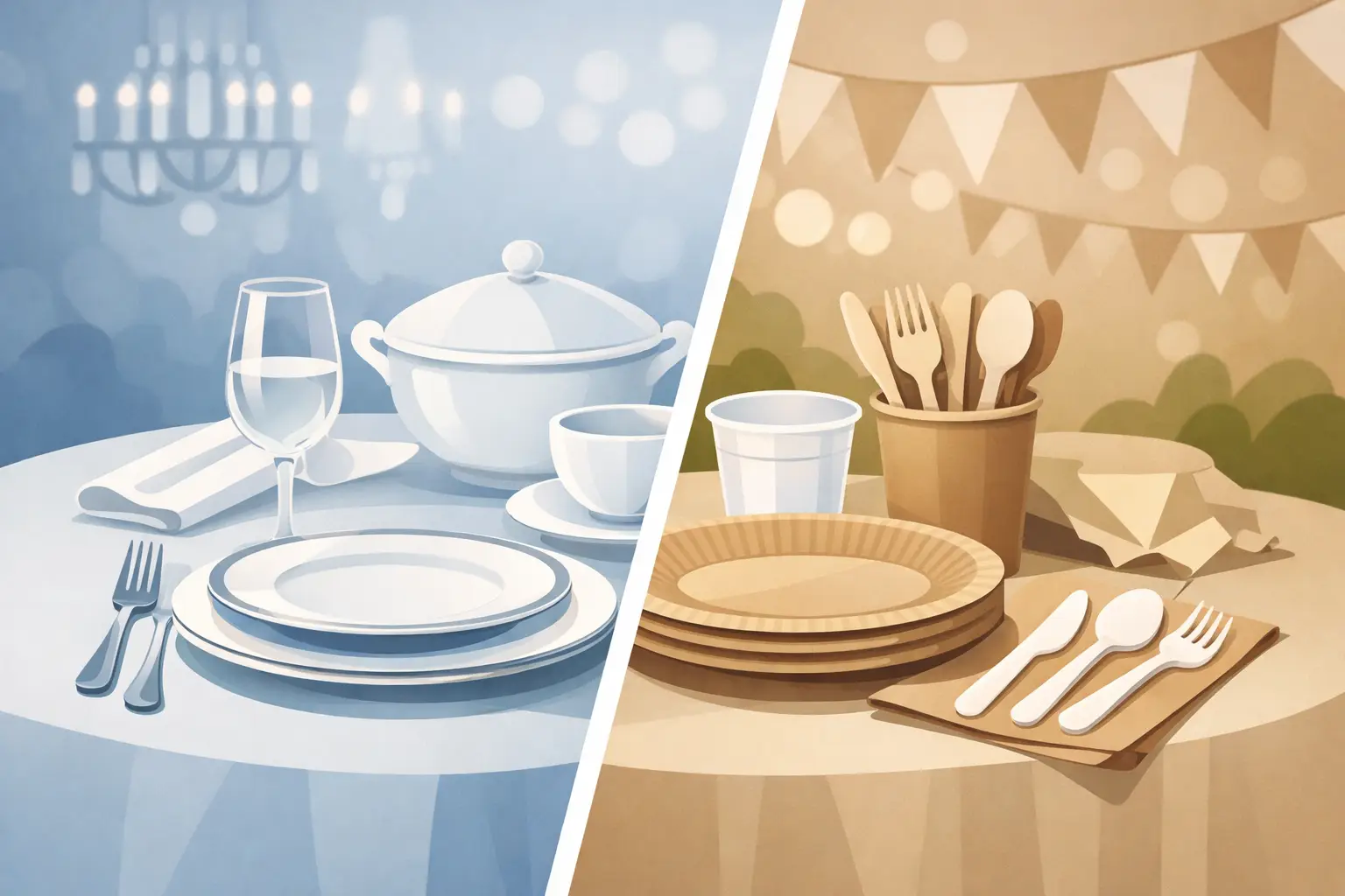 China vs Disposable Place Settings for Events
