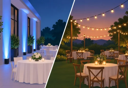 LED Uplighting Versus String Lights for Your Event