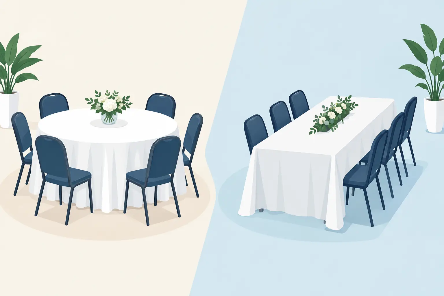 Round Versus Rectangular Event Tables Compared